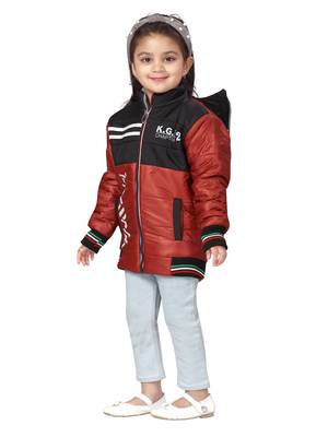 Black plain nylon girls-jackets-coats 3