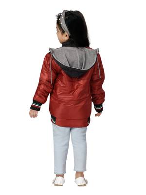 Black plain nylon girls-jackets-coats 4