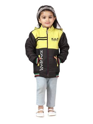 Yellow plain nylon girls-jackets-coats 1