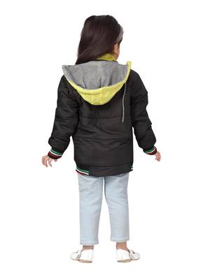 Yellow plain nylon girls-jackets-coats 4