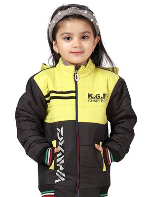 Yellow plain nylon girls-jackets-coats 5