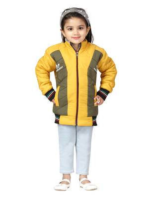 Yellow plain nylon girls-jackets-coats 1