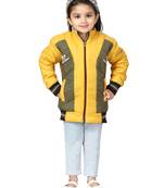 Yellow plain nylon girls-jackets-coats