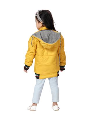 Yellow plain nylon girls-jackets-coats 4