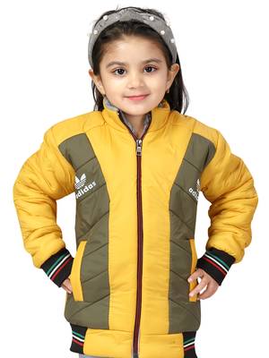 Yellow plain nylon girls-jackets-coats 5