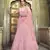 Pale Chestnut Peach Thread, zari, dori and Sequins embroidered net semi stitched Bridal lehenga