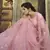 Pale Chestnut Peach Thread, zari, dori and Sequins embroidered net semi stitched Bridal lehenga