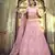 Pale Chestnut Peach Thread, zari, dori and Sequins embroidered net semi stitched Bridal lehenga