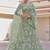 Spanish Green Thread, zari, dori and Sequins embroidered net Semi Stitched Bridal Lehenga