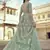 Lemon Grass Green Thread and Sequins embroidered net semi stitched wedding lehenga