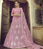 Viola Pink Sequins embroidered net Semi Stitched Bridal Lehenga