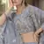Aluminium Grey Thread, zari, dori and Sequins embroidered net semi stitched Bridal lehenga