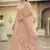 Clam Shell Peach Thread, zari, dori and Sequins embroidered net semi stitched wedding lehenga