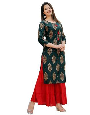 Flower Print Kurta With Skirt Sets 1