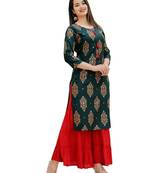 Flower Print Kurta With Skirt Sets