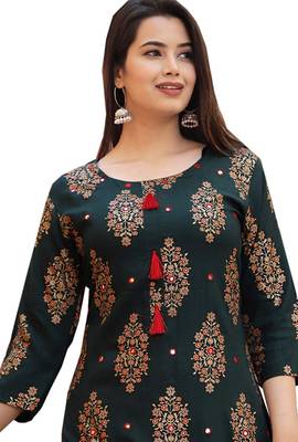 Flower Print Kurta With Skirt Sets 3