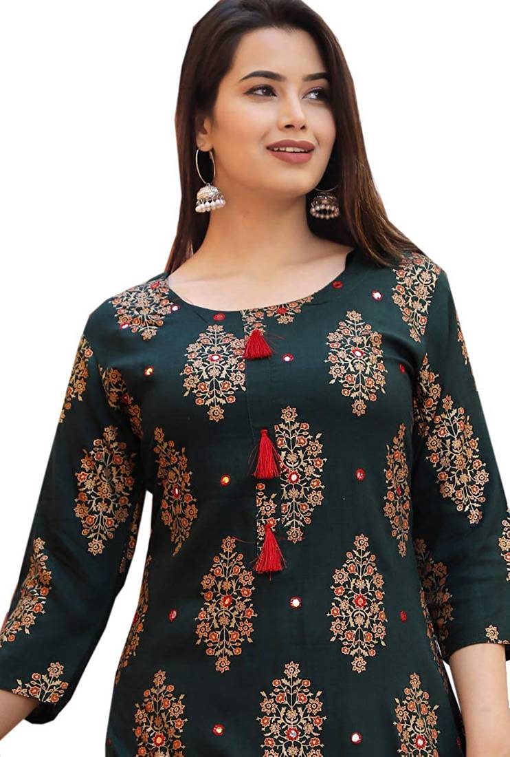Flower Print Kurta With Skirt Sets
