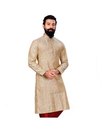 Men Jacquard Silk Woven white Embellished Kurta 2
