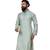 Men Jacquard Silk Woven Sky Blue Embellished Kurta