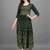 Green printed viscose rayon long-dresses