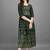 Green printed viscose rayon long-dresses