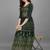 Green printed viscose rayon long-dresses