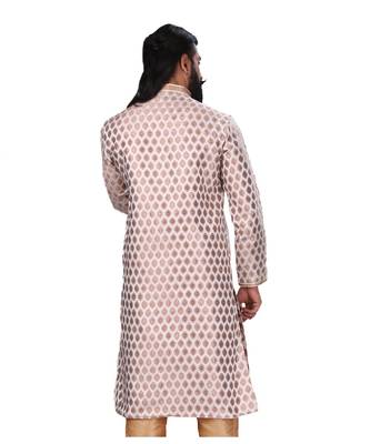 Men White Dupion Silk Woven Zari Buta Designer Kurta 6