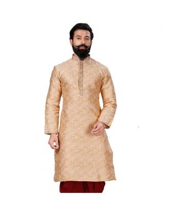 Men Jacquard Silk Woven white Embellished Kurta 2