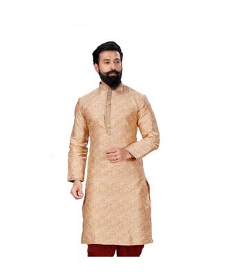Men Jacquard Silk Woven white Embellished Kurta 3