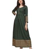 Women's Dark Green Rayon Foil Printed Stitched Anarkali Kurta(KTN-327