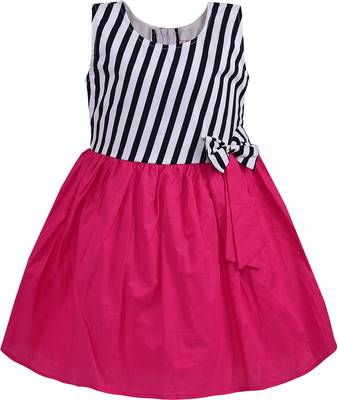 Pink cotton printed stitched   dress 1