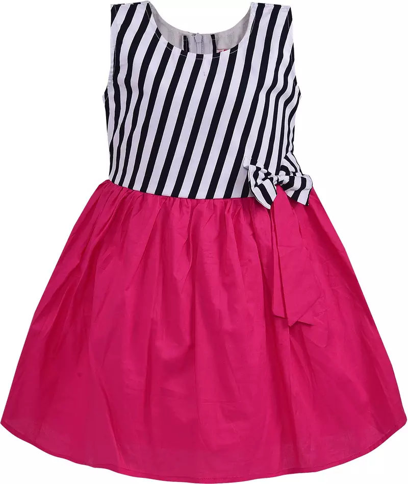 Pink cotton printed stitched   dress