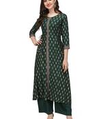 Women's Dark Green Rayon Foil Printed Stitched Anarkali Kurta(KTN-328