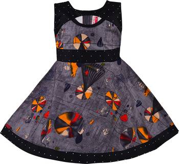 Grey cotton printed stitched   dress 1