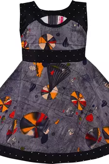 Grey cotton printed stitched   dress