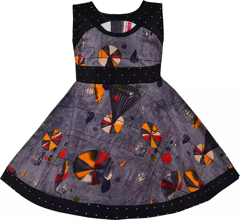 Grey cotton printed stitched   dress