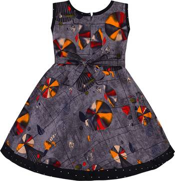 Grey cotton printed stitched   dress 2