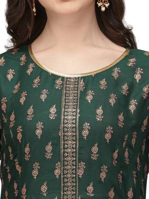Women's Dark Green Rayon Foil Printed Stitched Anarkali Kurta(KTN-328 5