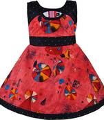 Pink cotton printed stitched   dress