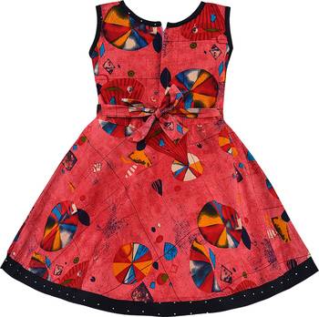 Pink cotton printed stitched   dress 2