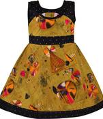 Yellow cotton printed stitched   dress
