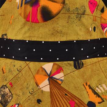 Yellow cotton printed stitched   dress 3