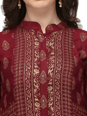 Women's Maroon Rayon Foil Printed Stitched Anarkali Kurta(KTN-330 4