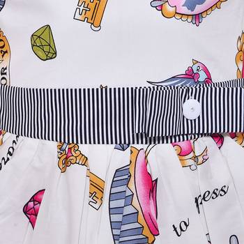 White cotton printed stitched   dress 3
