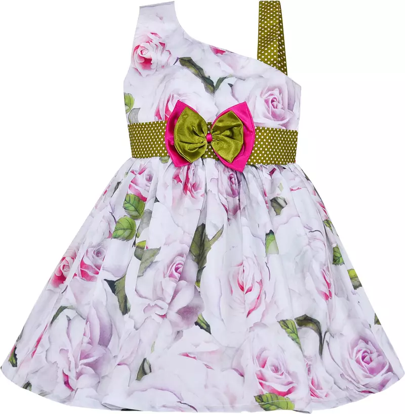 Pink cotton printed stitched   dress