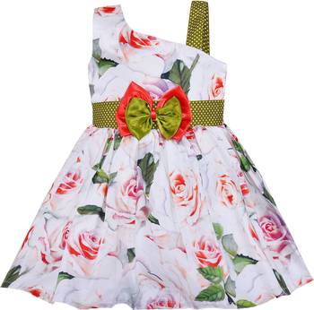 Red cotton printed stitched   dress 1