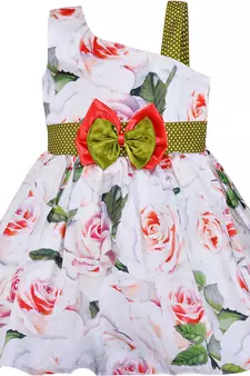 Red cotton printed stitched   dress