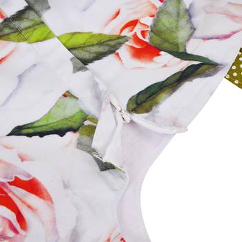 Red cotton printed stitched   dress 4