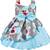 Blue satin printed stitched   dress