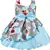Blue satin printed stitched   dress